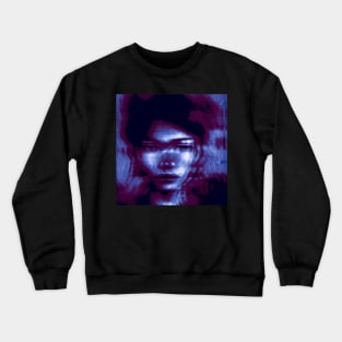 TURN ON - Glitch Art Creepy Portrait Crewneck Sweatshirt